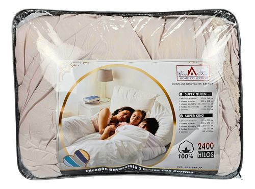 Edredon Reversible 7 Piezas Tamaño King Size 2x2 Marfil Claro 7 Piezas