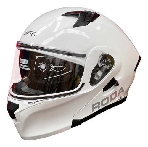 Casco Roda Abatible Rush Blanco Diseño Gp Certificado 250 Ns