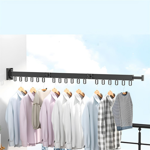 Tender Extensible Ropa Pared Plegable Retractiles Colgador Negro