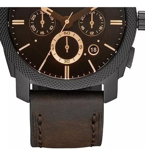 Reloj Analógico Fossil Ffs4656/z Fs4656 De Piel Marrón Nf-e Con Bisel Negro
