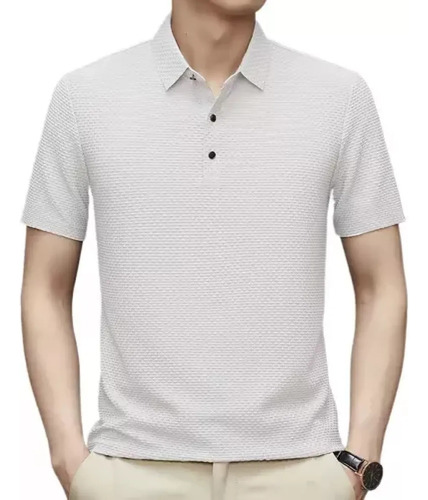 Camisa Polo Masculina Respirable De Seda Helada