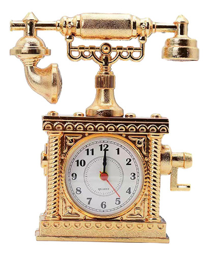 Vintage Teléfono Mesa Reloj Estatua Decoración Artesanía