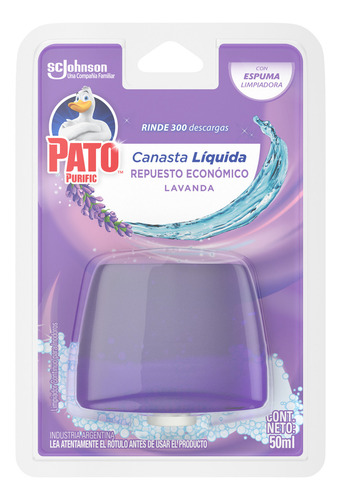 Repuesto Canasta Líquida Inodoro Pato Purific Lavanda 50ml