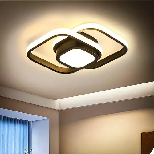 Luminária De Teto Moderna,plafon Sobrepor Lustre Led 3 Em 1 Preto