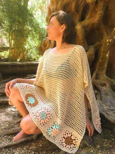 Poncho Capa Suéter Tejido Crochet Tricot