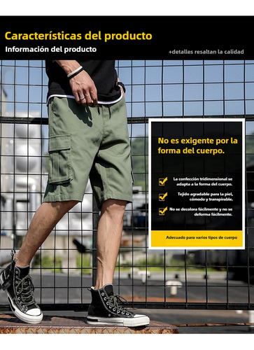 Bermudas De Algodón Tipo Cargo Para Hombre, Casuales