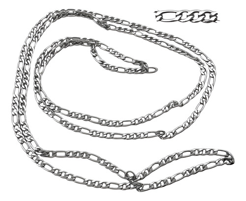 3 Metros Figaro Plana 1.0 (3.5mm) (3x1 Metro) Cadena C:10780 Plateado