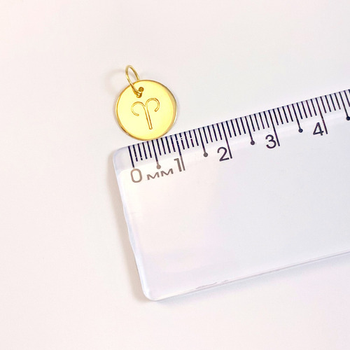 Imagem 5 de 6 de Pingente Ouro 18k Medalha Signo 13mm