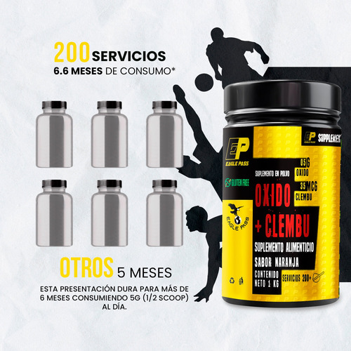 Eagle Óxido Nítrico + Clembuterol 1kg Pre Entreno Naranja