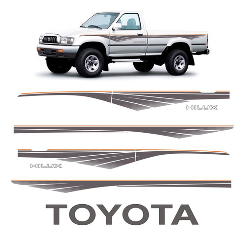 Faixa Lateral Hilux 1992/2004 Cs + Adesivo Toyota Grafite