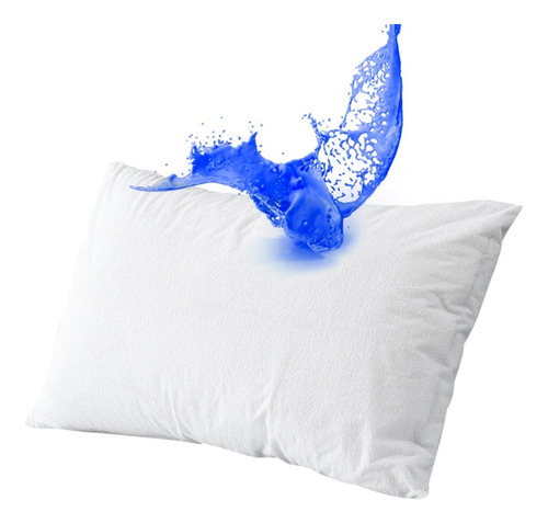 Protector De Almohada De Toalla Impermeable 70x50cm Color Blanco Liso