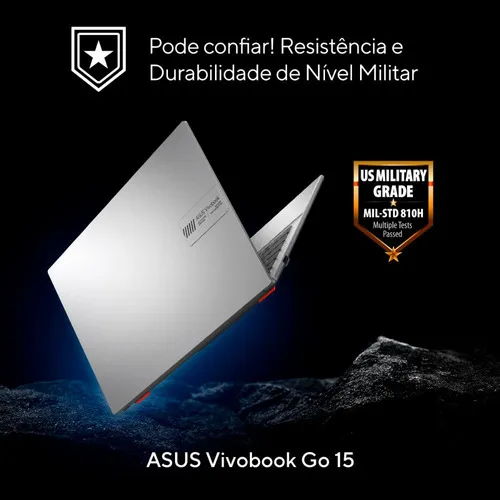 Notebook Asus Vivobook Go E1504ga Intel Core I3 N305 4gb Ram 256gb Ssd Linux Keepos Tela 15,6 Fhd Silver - Nj447 Cool Silver