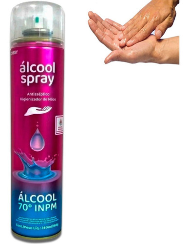 Álcool Em Spray 70% Aerossol 360ml