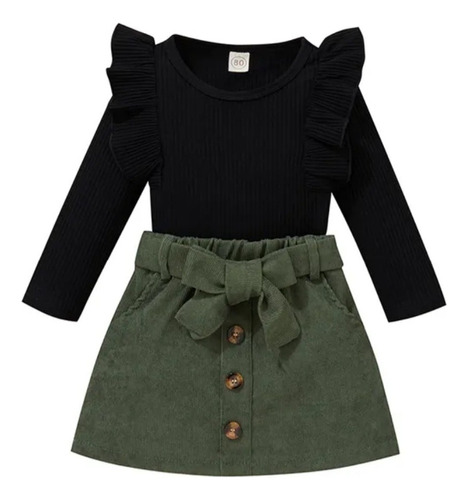 Conjunto Niña Falda Verde 2 Piezas 