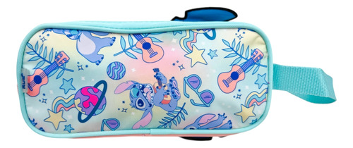 Mochila Rueditas Carrito Lonchera Lapicera Stitch Orejitas Azul Claro Stitch