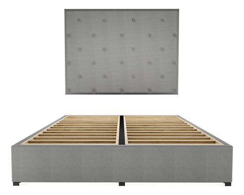 Cama clásica Cima Toscana individual color gris fabricada en lino