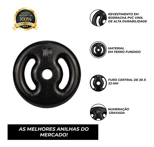 Imagem 2 de 7 de Kit Halteres Rosca Ajustavel + 24kg Anilhas Emborrachadas