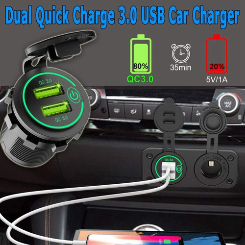 Cargador De Coche Qc 3.0, Doble Usb, Enchufe Para Encendedor