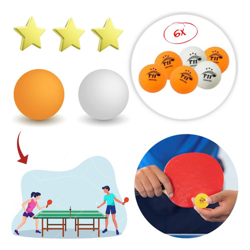 6 Bolas Bolinha De Ping Pong P/ Tenis De Mesa Profissional
