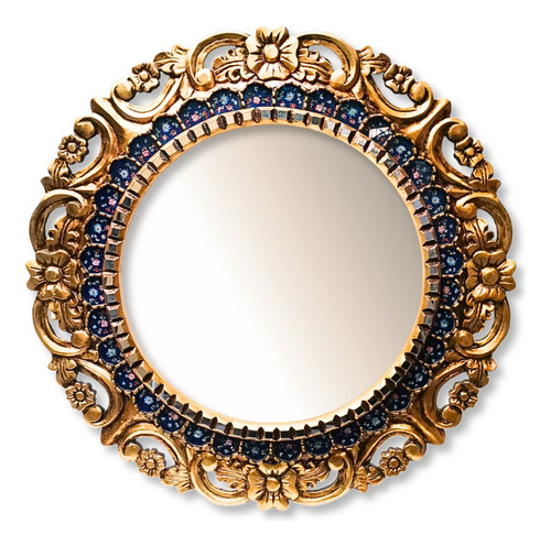 Espejo Corimanya Azul Ornamental Circular Cuscaja 100 Cm