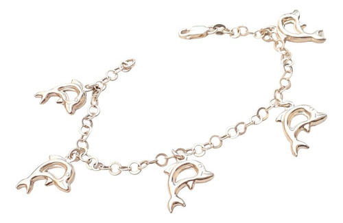 Pulsera Plata 925 Dije Delfines Pp383 Italy Reina 