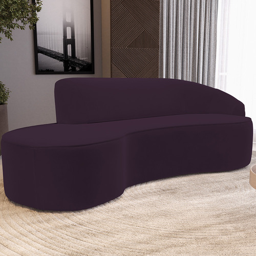 Sofá 4 Lugares Curvo Sala Firenze Dir Veludo Roxo 280cm C292