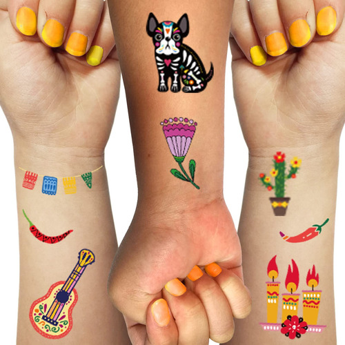 Tatuajes Temporales Del Dia De Los Muertos Para Ninos, 95 Es