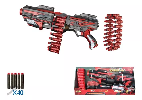 Metralhadora NERF com 4 dardos de 0foam &shooting exercise