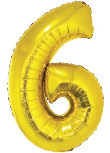 Pack Globos Numero 6 Metalizado 16´´ Dorado X 10 Un