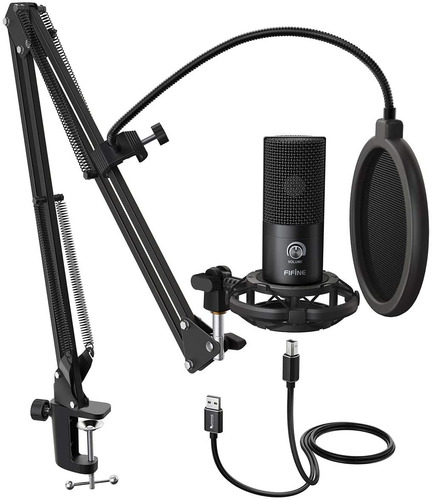 Imagen 1 de 3 de Kit Microfono Podcasting Fifine T669b Black - Revogames