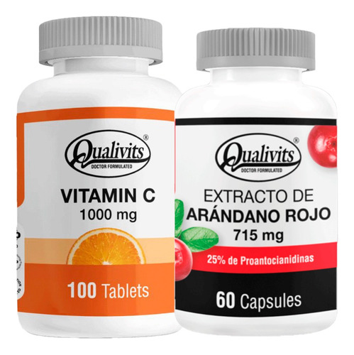Extracto De Arándano Rojo Vitamina C 1000mg 100cap Qualivits