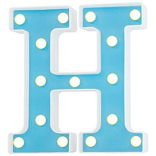 Letra Decorativa Con Luces Led De Plastico En Azul Letra H