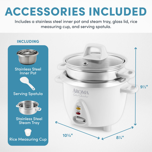 Olla Arrocera De Acero Inoxidable 6 Tazas 1.2 L Con Vaporera
