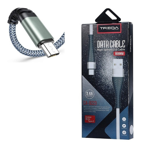 Cable  Usb Tipo C Malla Super Reforzado Treqa 1 Metro 3.4a