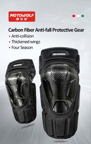 Imagen 2 de 10 de Kit Rodilleras Y Coderas Protecciones Moto Fibra De Carbono