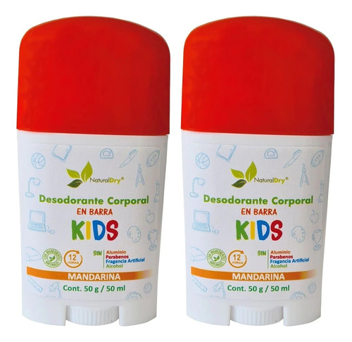 2 Desodorantes Niños En Barra Natural Unisex - Kids - Mandar Mandarina