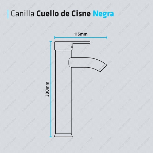 Imagen 5 de 10 de Canilla Griferia Monocomando Lavatorio Alta Tubo Recto Negro