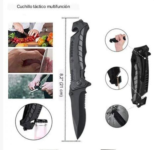 Imagen 5 de 6 de Navaja Negra Cuchillo Tactico Original Con Funda
