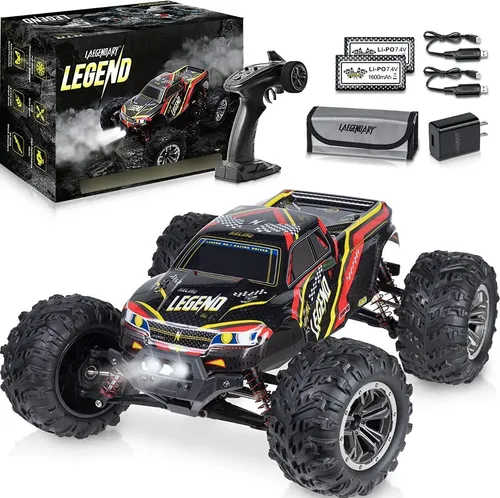 RIAARIO Coche RC todo terreno 1:18, auto de control remoto de alta  velocidad de 36 KPH con control remoto de 2.4 GHz, vehículo eléctrico 4WD,  camión