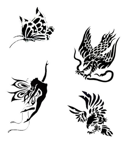 Kit 10 Tattoos Tribais Temporárias Tatuagem Dragão Tribal A