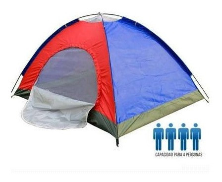 Carpa De Camping Color Para 4 Personas Impermeable Reforzada