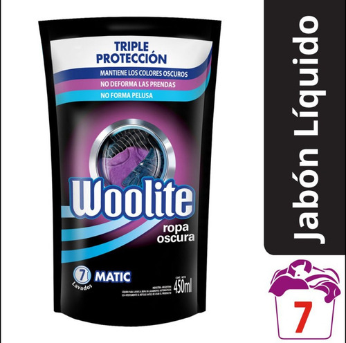 Jabón Líquido Woolite Ropa Oscura Repuesto 450ml Pack X2u