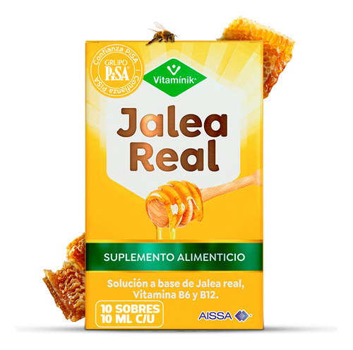Jalea Real Vitamínik 10 Sobres De 10 Ml Vitaminas B6 Y B12 Sabor Sin Sabor