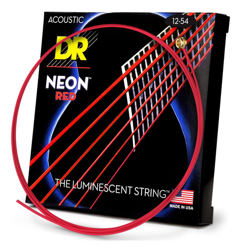 Dr Strings Hi-def Neon Rojo Recubierto De Guitarra Acústica