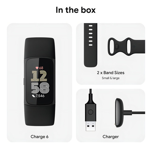 Relógio Smartband Fitbit Charge 6 Health Tracker Obsidian Cor Da Caixa Preto Preto