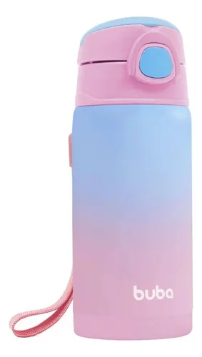 comprar Garrafa Térmica Inox Rosa E Azul Canudo Silicone 400ml Buba