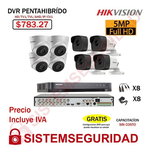 Imagen 6 de 7 de Kit 2 4 6 8 10 16 Camaras De Seguridad 5mp Cctv Hikvision