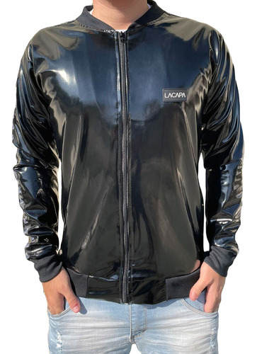 Jaqueta Bomber Masculina Slim Fit Lacapa Preta Com Zíper