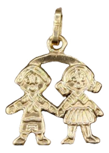 Colgante Medalla De Hijos Niño Y Niña En Oro 18k