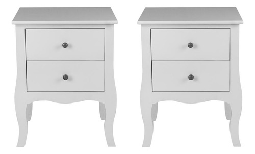 Set De 2 Veladores Dormitorio Genova 2 Cajones Blanco